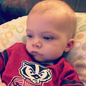 Bryce woke up just in time for the end of the Badger game this past Saturday! What a bummer that it was such a heartbreaker. Love this sweet boy so much XOXOX